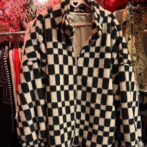 a new day Black and tan Checkered Teddy Jacket
